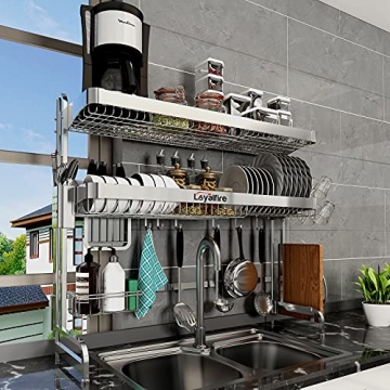 Loyalfire Stainless Steel Over Sink Dish Rack - Adjustable & Durable