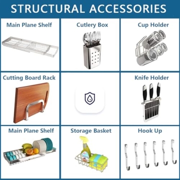 Loyalfire Stainless Steel Over Sink Dish Rack - Adjustable & Durable