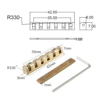 OVSAL Adjustable Brass Roller Nut for 6 String Guitars
