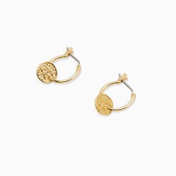 gorjana Women's Ana Coin Huggie Earrings, 18K Gold Plated, Hoop Earrings with Surgical Steel Hinge Closure, Boho Jewelry for Ear Stacking, Vintage-Inspired Charms