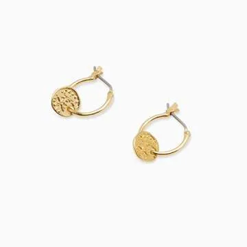 gorjana Women's Ana Coin Huggie Earrings, 18K Gold Plated, Hoop Earrings with Surgical Steel Hinge Closure, Boho Jewelry for Ear Stacking, Vintage-Inspired Charms