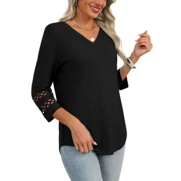Elegant 3/4 Sleeve V-Neck Blouse for Women