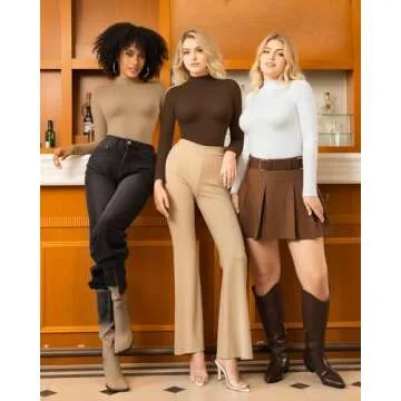 MANGOPOP Mock Turtle Neck Slim Fit T-Shirt for Women