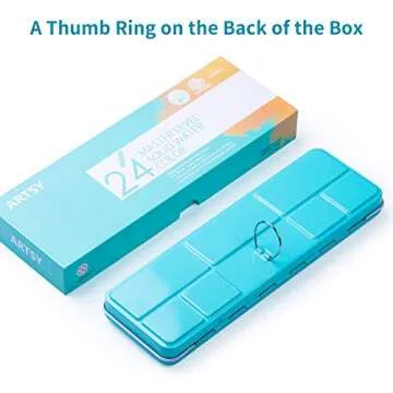 Artsy Artist Grade Watercolor Paint Set - 24 Colors and Water Brush in A Metal Case with Palette Perfect for Artists, Hobbyists, Students