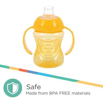 Nuby 3 Pack Two Handle No Spill Toddler Sippy Cups - Toddler Cups Spill Proof with Easy and Firm Grip - Aqua, Yellow, Coral