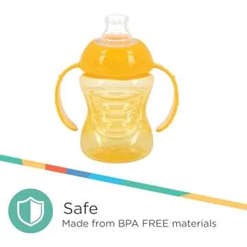 Nuby 3 Pack Two Handle No Spill Toddler Sippy Cups - Toddler Cups Spill Proof with Easy and Firm Grip - Aqua, Yellow, Coral