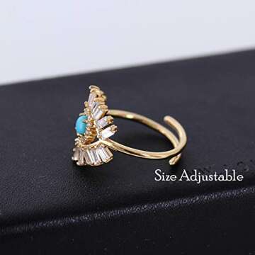 Obidos Evil Eye Rings for Women 14K Gold Plated Adjustable Statement Rings Dainty Eyeball Rings Evil Eye Stackable Rings Minimalist Protection Jewelry