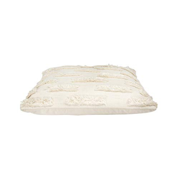 Creative Co-Op White Cotton Embroidered Lines of Decorative Fringe Pillows, 1 Count (Pack of 1)