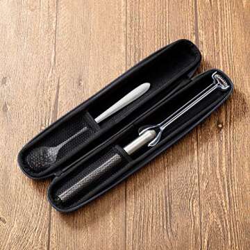 ROMAUNT Handheld Milk Frother Electric Battery Operated Portable Milk Foamer for Coffee Latte 304 Stainless Steel Whisk with Protective Case, Mix Spoon for Traveling or Camping