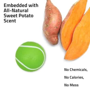 Playology Squeaky Chew Ball for Dogs | Engaging All-Natural Sweet Potato Scented Toy for Medium Dogs up to 50lbs | Squeak, Fetch, and Play