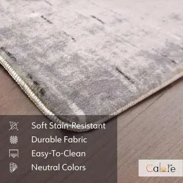 Calore Rugs Mordern Soft Abstract Distressed Area Rugs for Living Room/Bedroom/Dining Room,Medium Pile Carpet Floor Mat (5.2 x 6.5 ft, Gray/Beige/Grey)