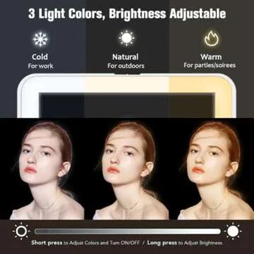 Portable LED Travel Makeup Mirror with 3 Color Modes