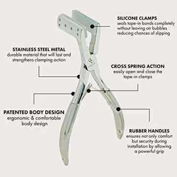 everlong Tape-in Pliers Hair, Stainless Steel Pressing Clamp for Longer Lasting and Secure Tape-in Hair Extensions, Silicone-Lined Pliers Tool for Salon Professional Installation
