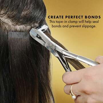 everlong Tape-in Pliers Hair, Stainless Steel Pressing Clamp for Longer Lasting and Secure Tape-in Hair Extensions, Silicone-Lined Pliers Tool for Salon Professional Installation