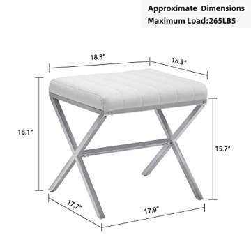 DUHOME Vanity Stool, Modern PU Leather Ottoman Stool Chair for Vanity, Elegant Makeup Foot Rest for ...