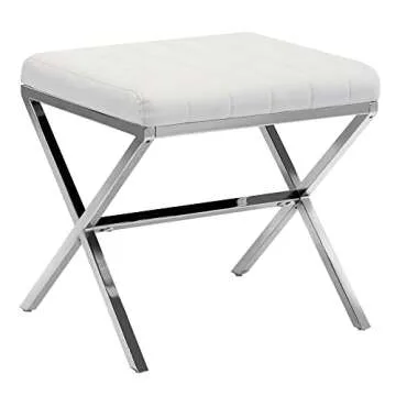 DUHOME Vanity Stool - Modern PU Leather Makeup Bench