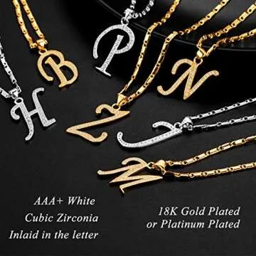 U7 Alphabet Letter Pendant Platinum Plated Chain Iced Out Full CZ A-Z Name Jewelry Trendy Initial R Necklace for Women Men