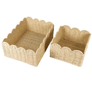 Scalloped Edge Wicker Baskets for Stylish Organization