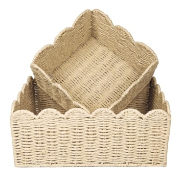 Scalloped Edge Wicker Baskets for Stylish Organization