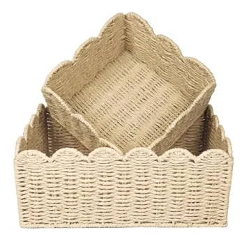 Scalloped Edge Wicker Baskets for Stylish Organization