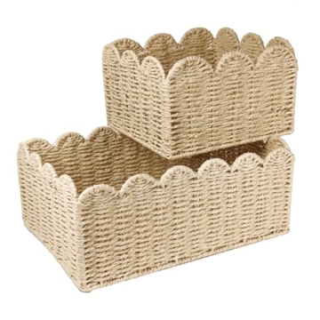 Scalloped Edge Wicker Baskets for Stylish Organization