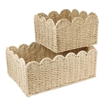 Scalloped Edge Wicker Baskets for Stylish Organization