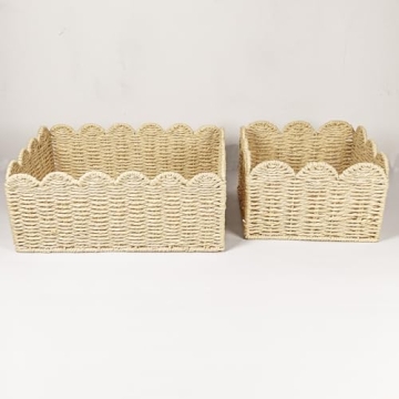 Scalloped Edge Wicker Baskets for Stylish Organization