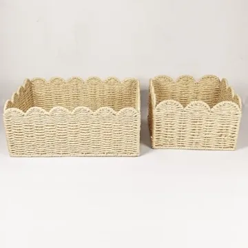 Scalloped Edge Wicker Baskets for Stylish Organization