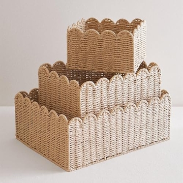 Scalloped Edge Wicker Baskets for Stylish Organization