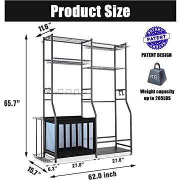 Mythinglogic Garage Sports Equipment Storage, 2 Golf Bag Storage Stand and Other Sports Equipment Storage Rack, Garage Organizer System