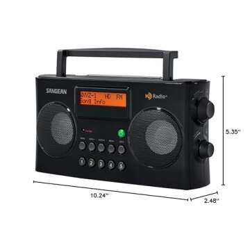 Sangean HDR-16 HD Radio/FM-Stereo/AM Portable Radio, Black