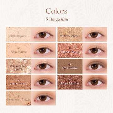 dasique Shadow Palette #15 Beige Knit 9.2g I 9 Blendable Shades in Smooth Matte and Shimmer Finishes with Gorgeous Pearls | Eye Makeup Palette | Cruelty Free | K-beauty