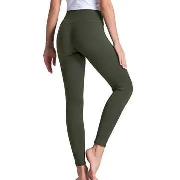 Dragon Fit Compression Yoga Pants with Inner Pockets in High Waist Athletic Pants Tummy Control Stretch Workout Yoga Legging Dark Olive