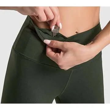 Dragon Fit Compression Yoga Pants with Inner Pockets in High Waist Athletic Pants Tummy Control Stretch Workout Yoga Legging Dark Olive