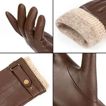 OZERO Leather Touchscreen Gloves - Warm Winter Style