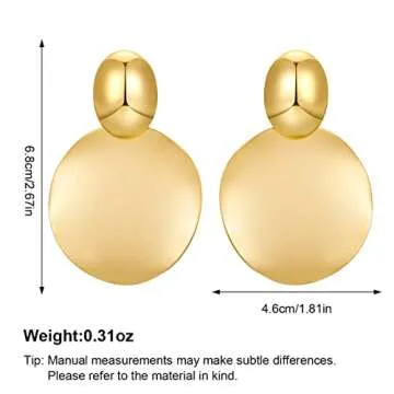 Large Gold Disc Statement Earrings for Women - Chic Design