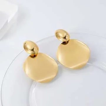 Large Gold Disc Statement Earrings for Women - Chic Design