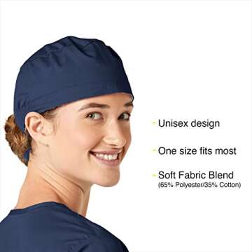 Wink WonderWORK Unisex Comfortable Navy Scrub Cap with Tie Back