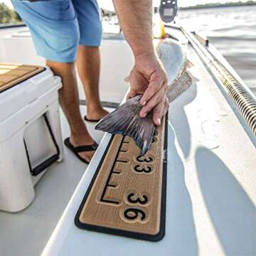 Castaway Customs | SeaDek Foam Fish Ruler | 3M Adhesive Backing | Perfect Accessory for Fishing Boats, Coolers & Kayaks | 36" Fishing Measurement Tool | Terra/Black