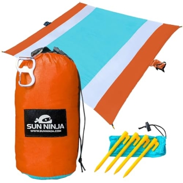 SUN NINJA Sand Proof Beach Blanket - Lightweight, Quick Dry & Giant Design for All Outdoor Needs