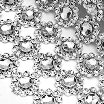 REEBONZ Silver Flower Diamond Mesh Wrap Roll Rhinestone Crystal Ribbon 4.5" x 10 Yards