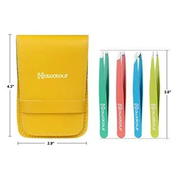 HAWATOUR 4Pcs Tweezers Set for Precision Grooming