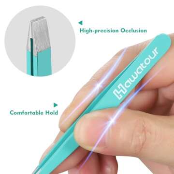 HAWATOUR Tweezers Set, 4Pcs Eyebrows Tweezers for Women, Great Precision for Ingrown Hair, Splinter, Facial Hair Removal, Multicolored