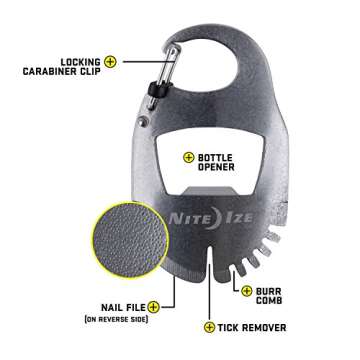 Nite Ize DoohicKey Pet Tool, Pet Multi Tool, Burr Comb, Tick Remover, Nail File, Bottle Opener, Stainless Steel