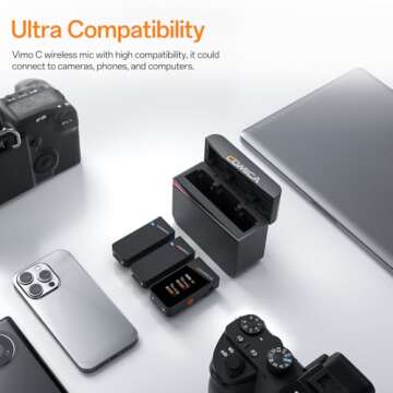 COMICA Vimo C3 Wireless Lavalier Microphone with Noise Cancellation, 656ft Transmission, Gain Contro...