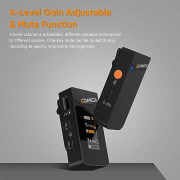 COMICA Vimo C3 Wireless Lavalier Microphone with Noise Cancellation, 656ft Transmission, Gain Control, Compact Wireless Lapel Microphone for DSLR Cameras/Android/Live-Streaming/Vlogging/YouTube