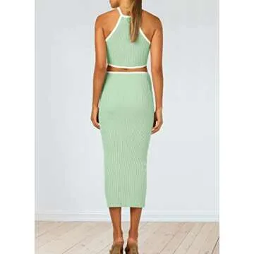 KMOLY Women's Cut Out Waist Bodycon Midi Dress Sexy Backless Sleeveless Spaghetti Strap Party Tank Dresses Green