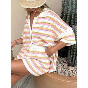 Chic Yuemengxuan Women 2 Piece Knitted Pajamas Set