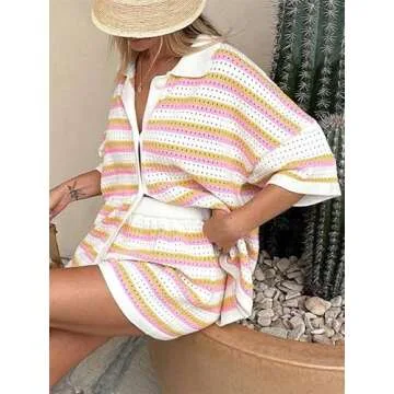 Chic Yuemengxuan Women 2 Piece Knitted Pajamas Set