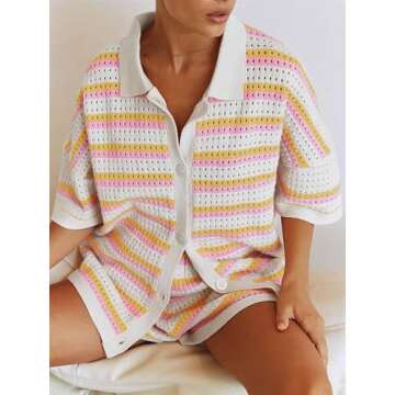 Chic Yuemengxuan Women 2 Piece Knitted Pajamas Set